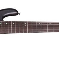 Stiletto Studio 6-String Electric Bass Guitar, 24 Fret, C Shape Neck, Rosewood, See-Thru Black Satin