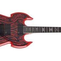 Warhammer FR Norse Dragon Pinstripe Electric Guitar, Red